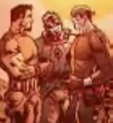 Baird talks with Marcus and Dom after saving them from a Brumak.