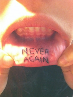 ... lips, lips tattoos, love quotes, lyrics tattoos, mouth, my post, never