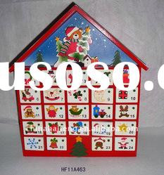 Christmas Wooden House with 24 Cabinet for Christmas Gift & Decoration
