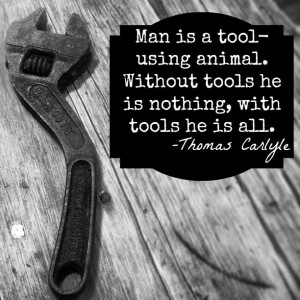 Tool quote. Black and white, hand tool.