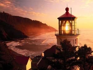Heceta Head Lighthouse at Sunset - Oregon, Head Lighthouse Oregon ...