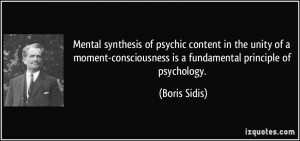 synthesis of psychic content in the unity of a moment-consciousness ...