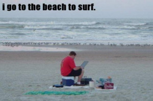 Funny caption of a guy on the beach