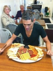 Robert Pinto about to eat the Hungry Hossee big breakfast. Photo ...
