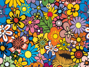 Colorful Retro Flowers Twitter Backgrounds