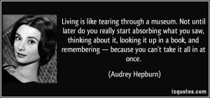 museum. Not until later do you really start absorbing what you ...