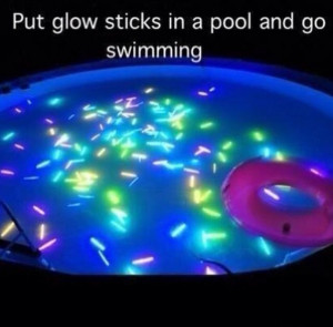 Glow Sticks In Swimming Pool