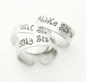 ... lil sis rings - 3 sister rings - Three sisters rings - Sister jewelry