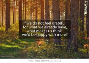 If we do not feel grateful for what we already have, what makes us ...