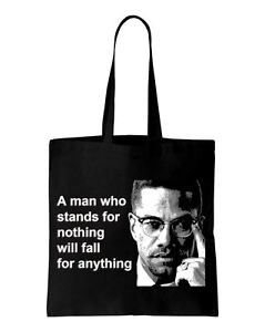 ... Malcolm X Man Quote Cotton Shoulder Bag - Black Panthers Civil Rights