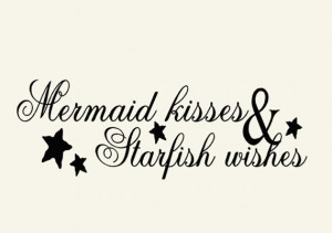 Mermaid Beach Decor Wall Decal Word Quotes, Mermaid Kisses and ...