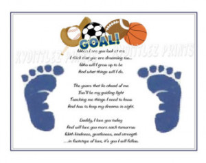 ... ' Poem Print Footprints New Father's Gift ~ Sports Theme Father's Day