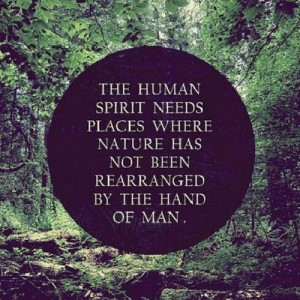 ... needs places where nature has not been rearranged by the hand of man