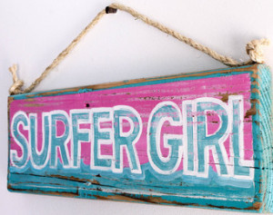 Custom Surfer Girl Beach Sign with Original Wave Design Personalized ...