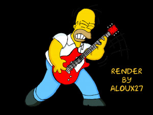 Render Les Simpson - Renders Homer Simpson rock