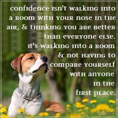 ... you are better than everyone else. It’s walking into a room and not