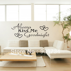 Top Sell Quote Black Words Room Art Mural Alawys Kiss Me Goodnight ...