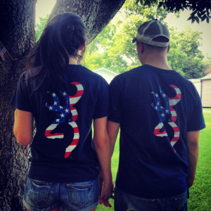 We got matching shirts for our anniversary/4th of July. Yeah, we’re ...