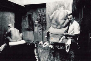 Bruce Bernard, Leigh Bowery and Lucian Freud, 1992.