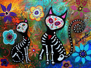 My Cats Dia De Los Muertos Poster By Pristine Cartera Turkus