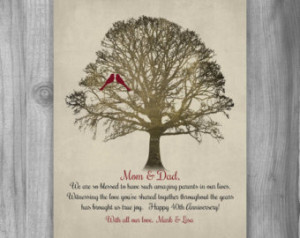 40th Anniversary Parents Gift Mom D ad 40 Years Family Tree ...