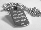 ... AL INSPIRATIO NAL LOVE QUOTE SMILE NECKLACE DOG TAG STAINLESS STEEL