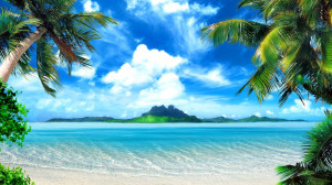 Tropical Beach Background Wallpaper in 2560x1440
