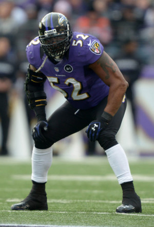 Ray Lewis ready for action in the Under Armour Fierce III .