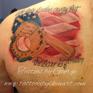 baseball_american_flag_quote_lettering_tattoo_by_George_zabala.jpg ...