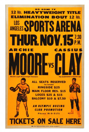 Archie Moore vs Cassius Clay original onsite poster.: Fight Posters ...