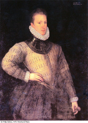 Sir Philip Sidney. Detail of the Penshurst Portrait, 1576