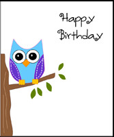birthday card featuring cute owl on a branch say happy birthday ...