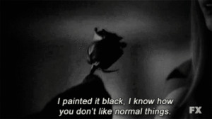 ... horror story, black, black and white, black rose, bw, gif it mo