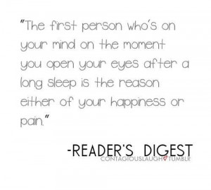 The first person who's on your mind on the moment you open your eyes ...