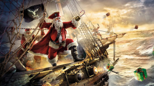 Epic Pirate Santa Clause Christmas Wallpaper