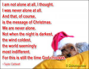 ... Alone At All, And That Of Course, Is The Message Of Christmas. We Are