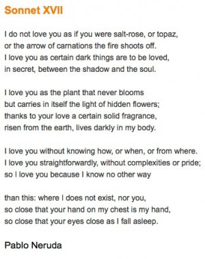 Sonnet XVII by Pablo Neruda (English)