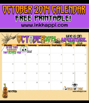 Inkhappi October 2014 Calendar Printable