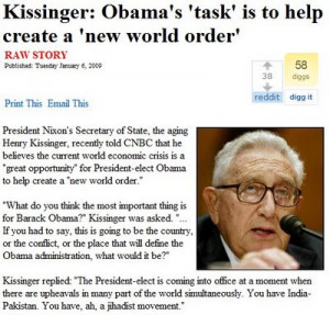 Henry Kissinger actually publicly stated that those who oppose the New ...