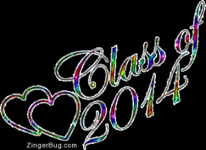 Glitter Graphic Comment: Class Of 2014 Rainbow Glitter With Hearts