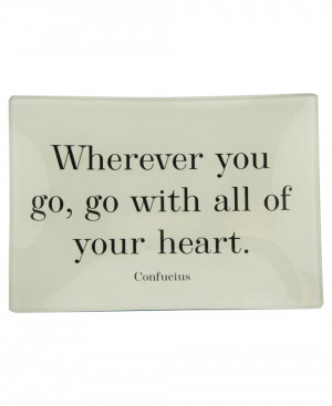 Inspirational Glass Trinket Tray with Confucius Quote
