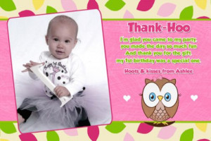 ... Branch, 1st birthday, first birthday, bird, girl, boy, thank you card