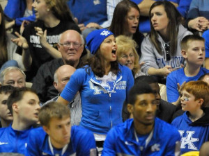 Kentucky Wildcats fan and film actress Ashley Judd cheers for there ...