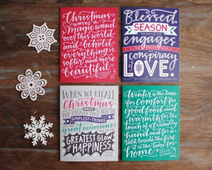 Holiday Greeting Cards // Hand Lettered Assorted by EmDashPaperCo, $12 ...