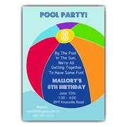 Big Beach Ball Pool Party Invitations