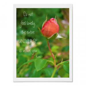 Rose Bud Rumi Quote Posters