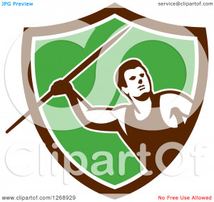 Field Javelin Thrower in a Brown White and Green Shield Royalty Free