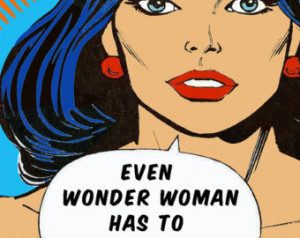 Wonder Woman, Girls Bathroom Decor, Comb your Hair, 