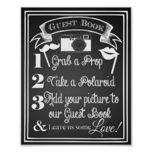 Wedding photo guest book sign chalkboard posters