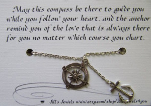 Best Friend Compass and Anchor Charm Necklace and Friendship Quote ...